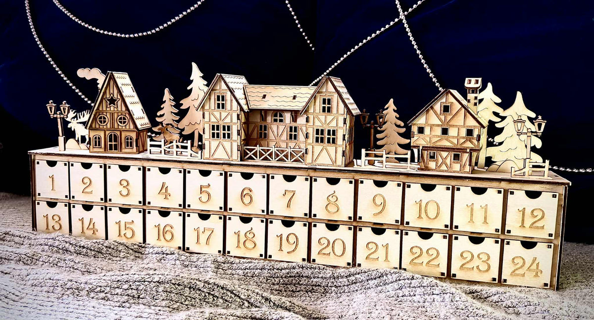 Wooden DIY Advent Calendar – Winter Village | Cutouts