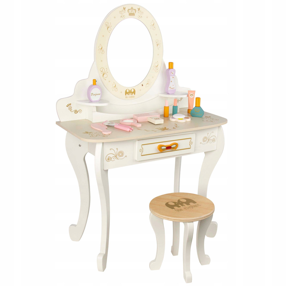 Wooden Dressing Table Cosmetic Bag for Children Mia White Beige Accessories Packaging status original