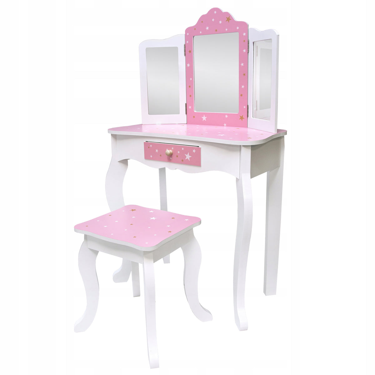 Wooden Dressing Table for Children with Three Mirrors Highchair White Pink SOL Manufacturer code Z302189