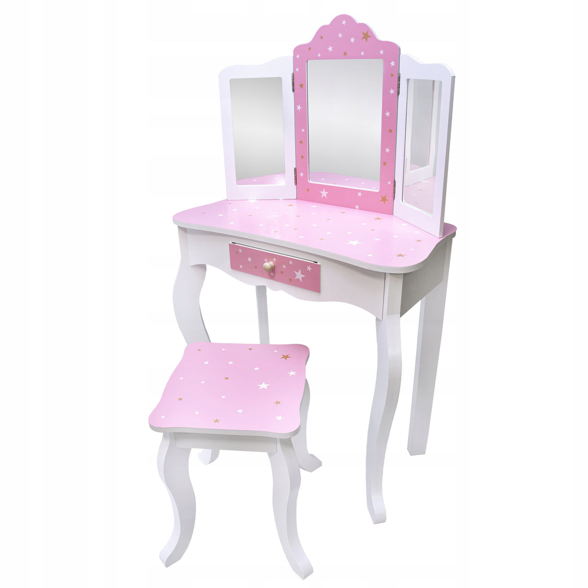 Wooden Dressing Table for Children with Three Mirrors Highchair White Pink SOL Packaging status original