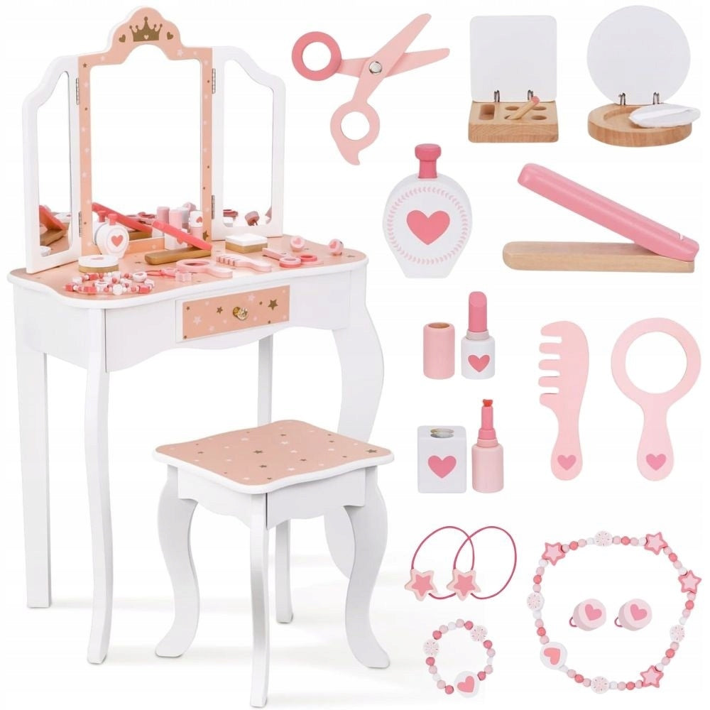 Wooden Dressing Table with Mirror and Accessories for Girls WOOPIE GREEN