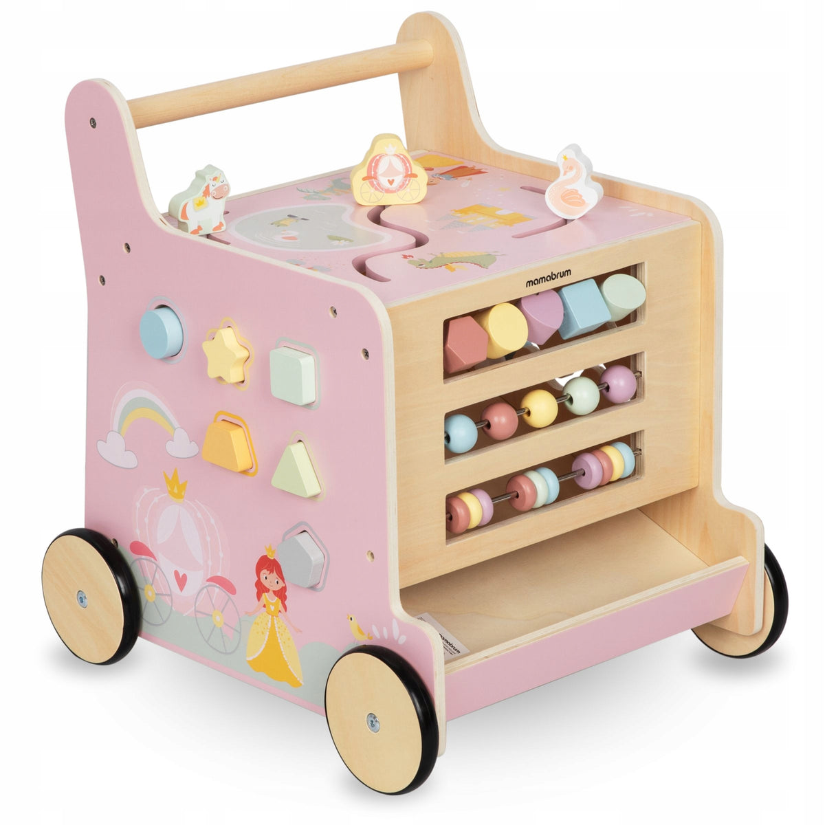 Wooden Educational Walker Anti-Slip Toy for Girls 2in1