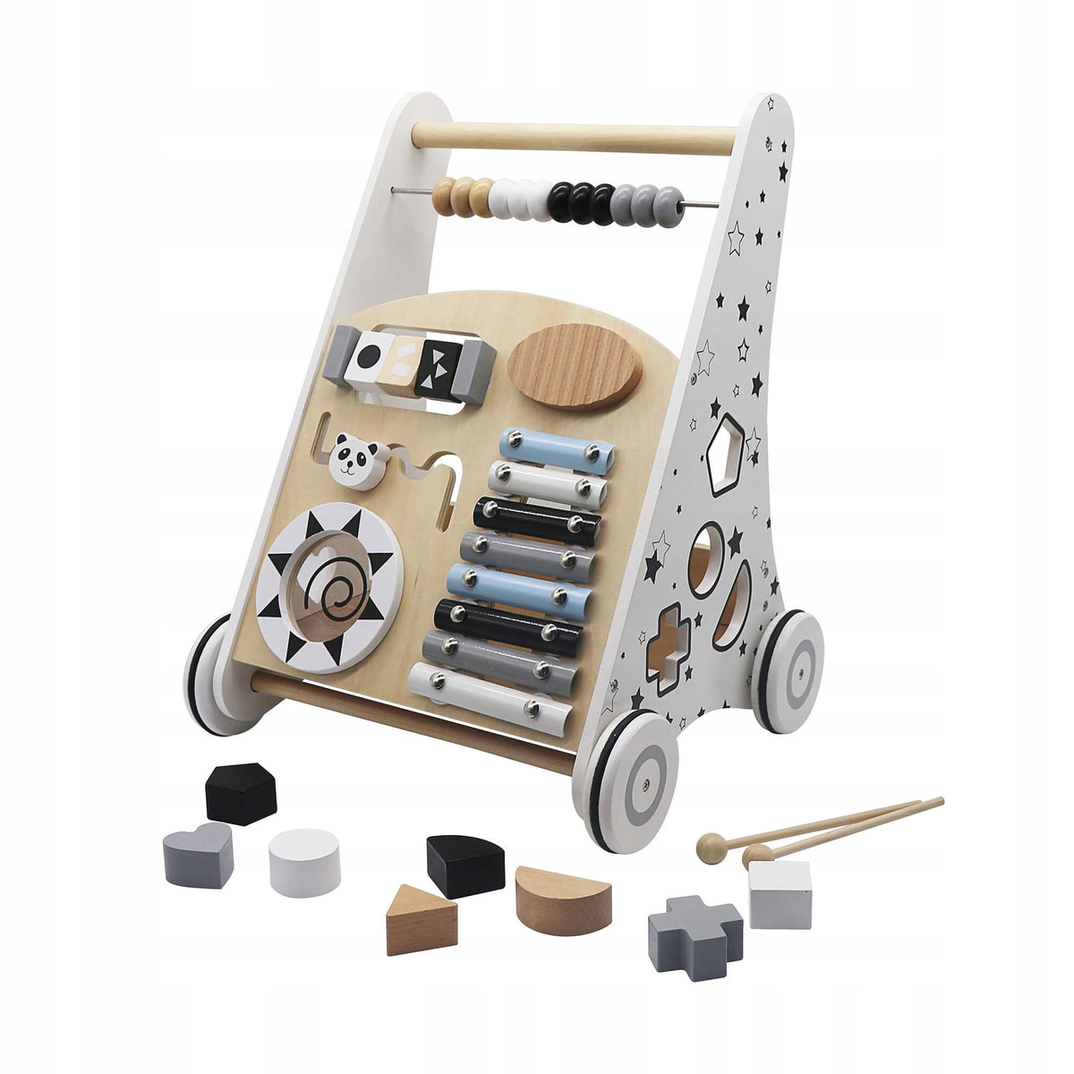 Wooden Educational Walker Equestrian Manipulative Pusher for Kids 8in1