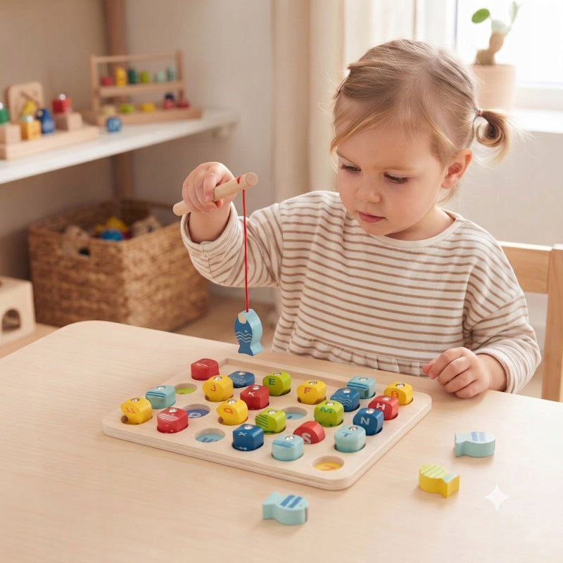 Wooden Fishing Game Learning Skill Letters 29 el. Tooky Toy Brand Tooky Toy