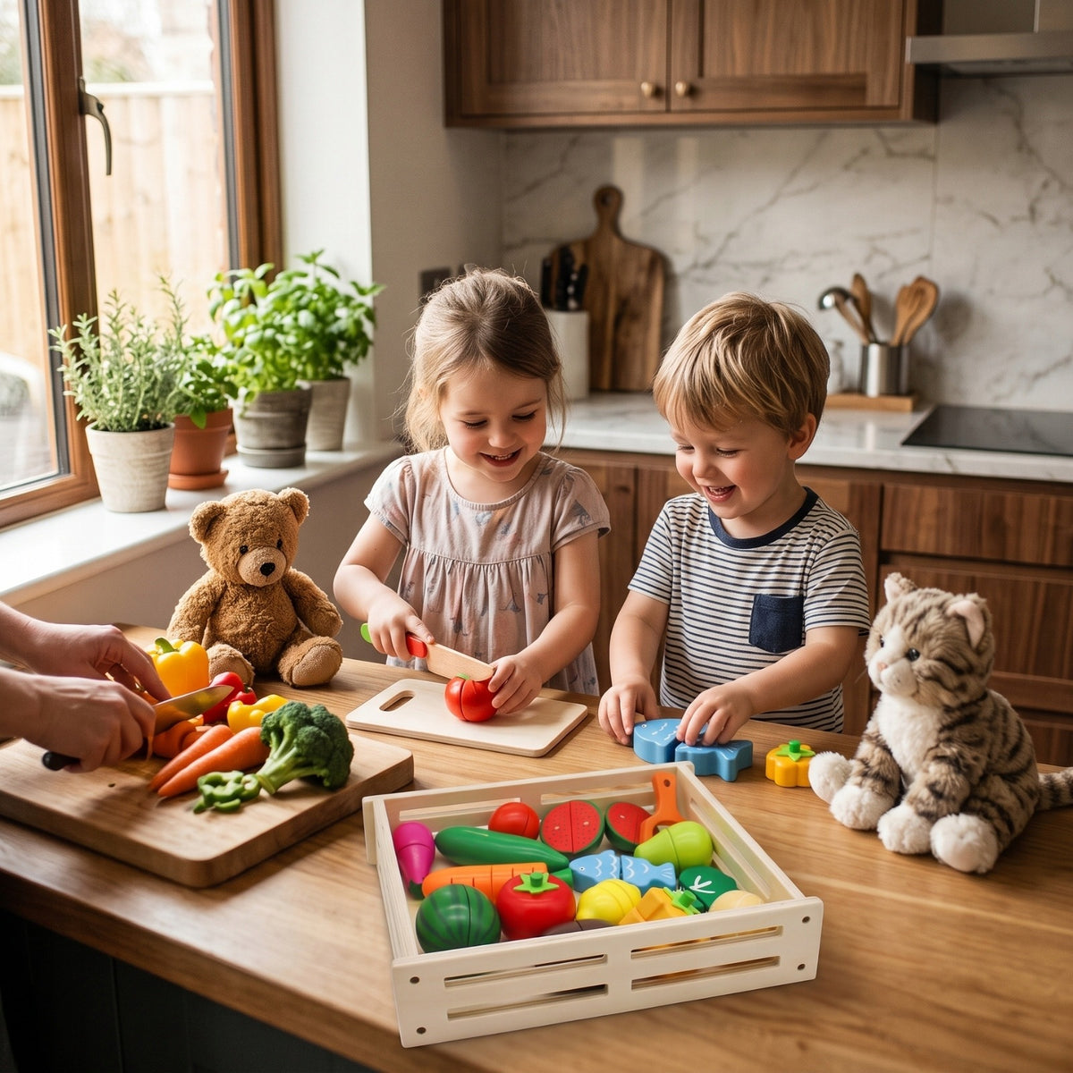 Wooden Fruit Vegetables Magnetic Slicing Set for Children XXL 17el Packaging status original