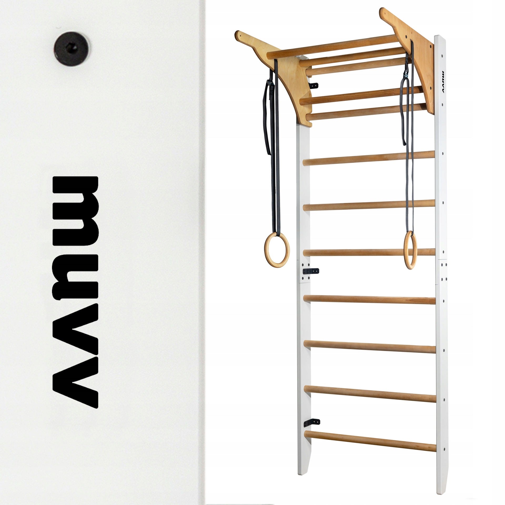 Wooden Gymnastic Ladder 220x80 white for children and adults - MUVV