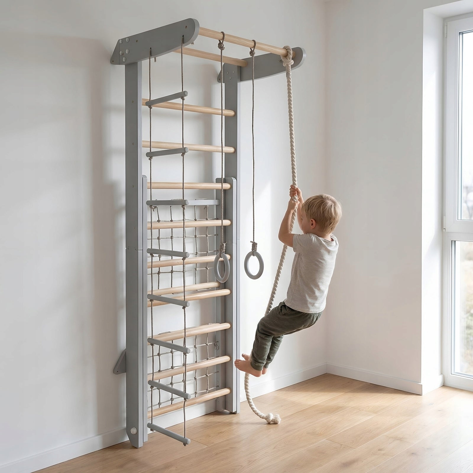 Wooden Gymnastic Ladder Winner grey Brand Małpiszon