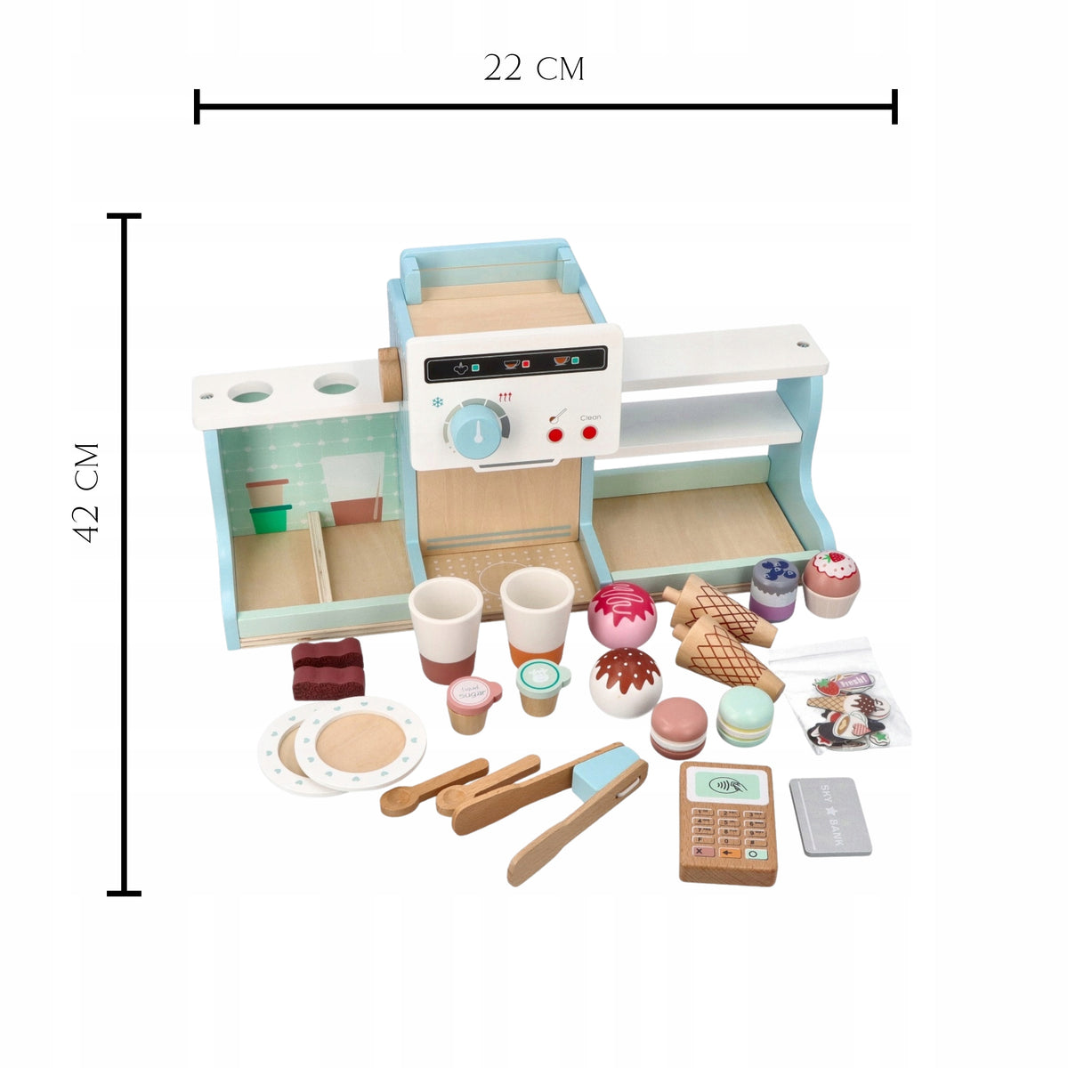 Wooden Ice Cream Shop for Kids - Large Set Coffee Ice Cream Adam Toys Manufacturer code Kawiarnia Lodziarnia Drewniana dla Dzieci