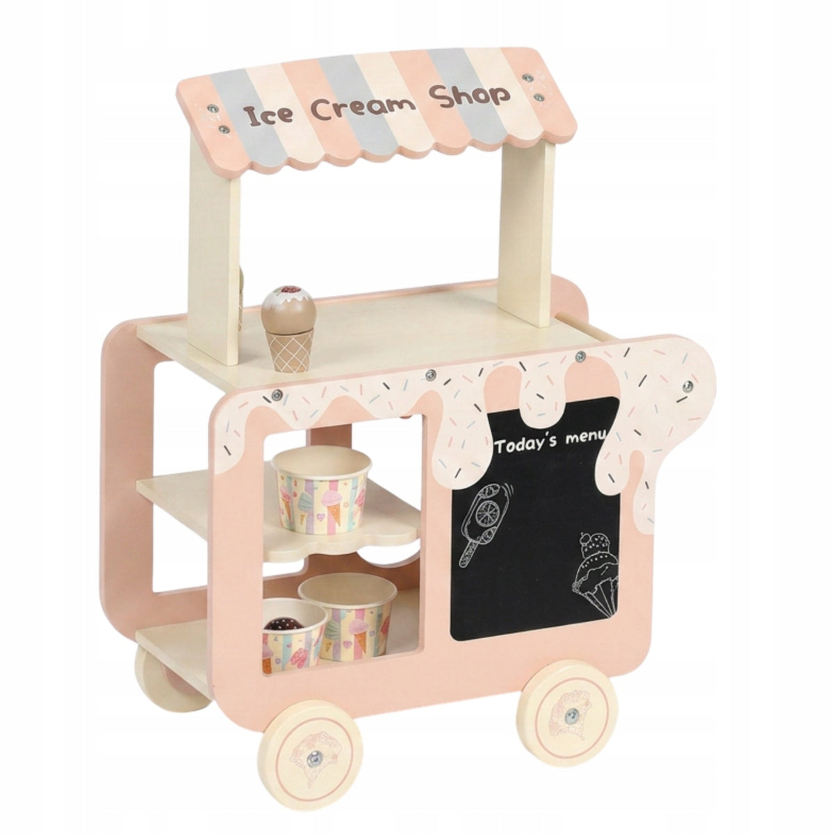 Wooden Ice Cream Trolley Ice Cream Shop Accessories 20+ el. 3+ Manufacturer code MSN25002