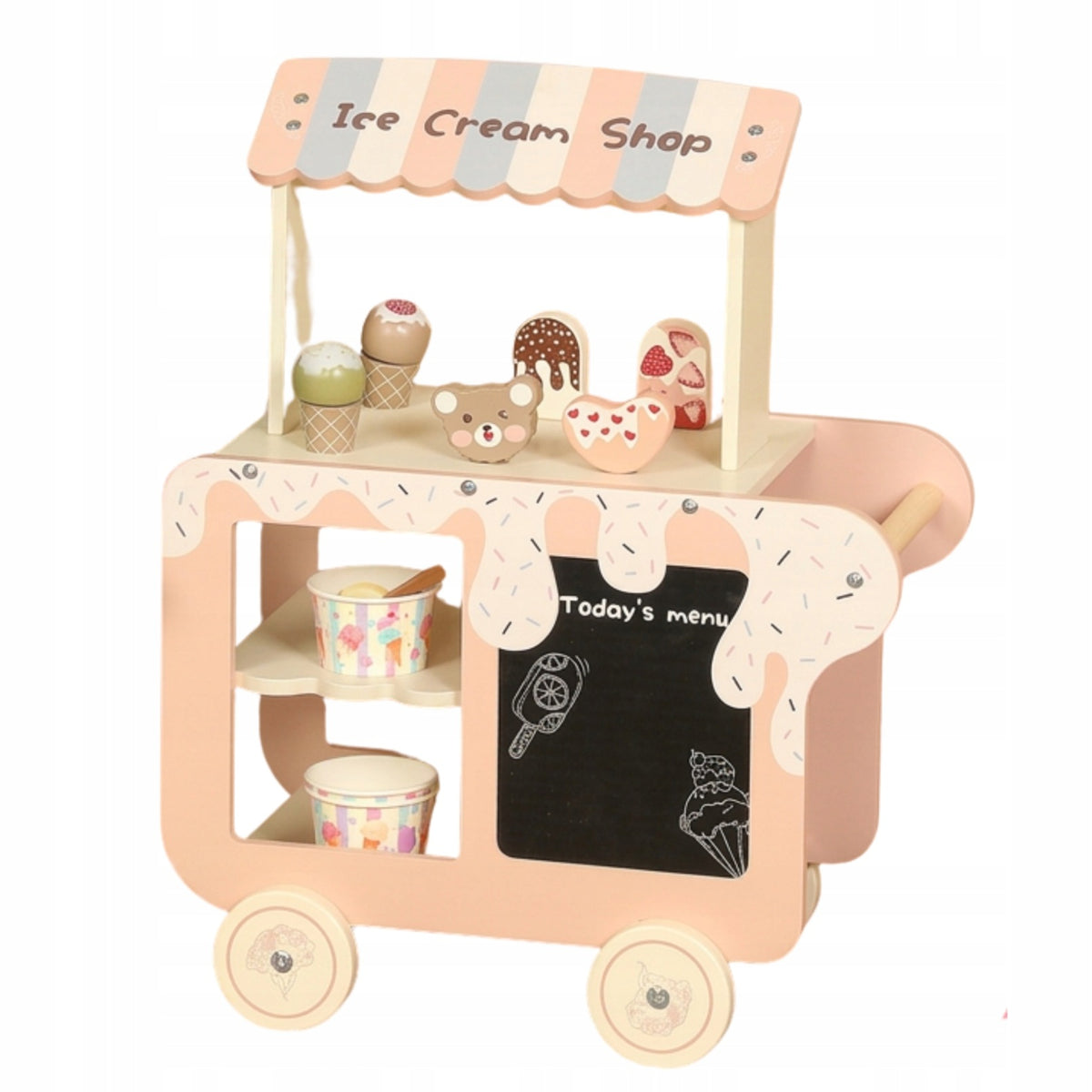 Wooden Ice Cream Trolley Ice Cream Shop Accessories 20+ el. 3+ Packaging status original