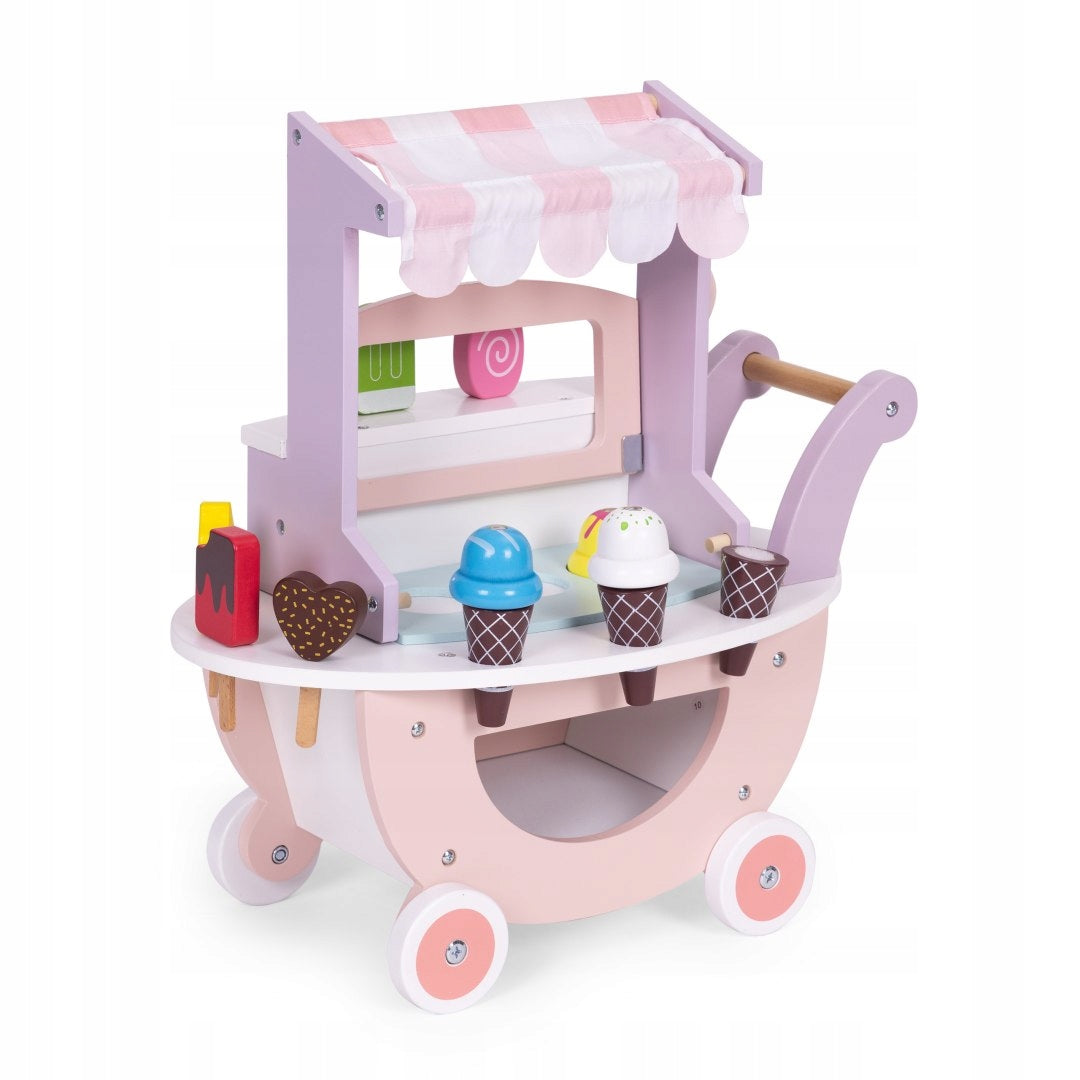 Wooden Ice Cream Trolley for Children Shop 12 Elements Ecotoys Brand Ecotoys