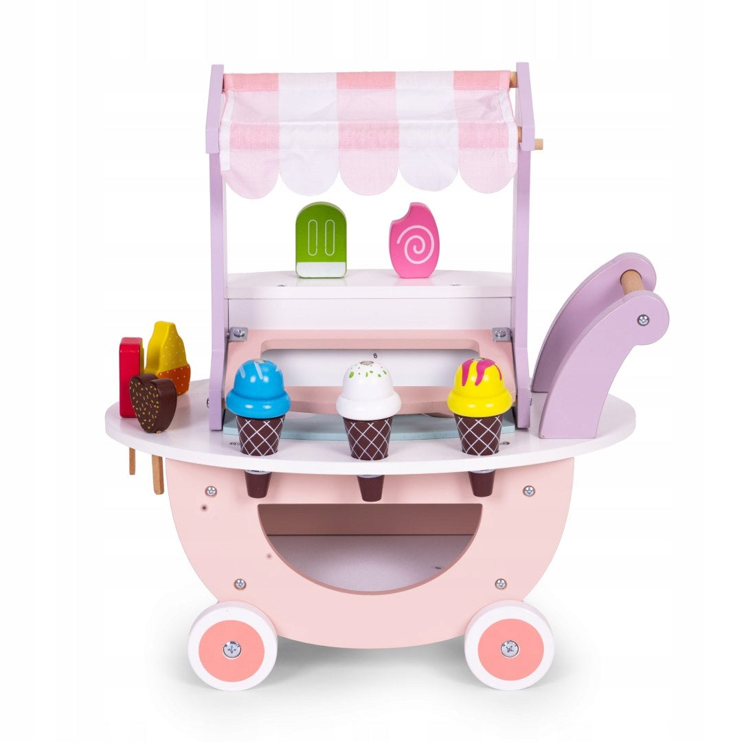 Wooden Ice Cream Trolley for Children Shop 12 Elements Ecotoys Packaging status original