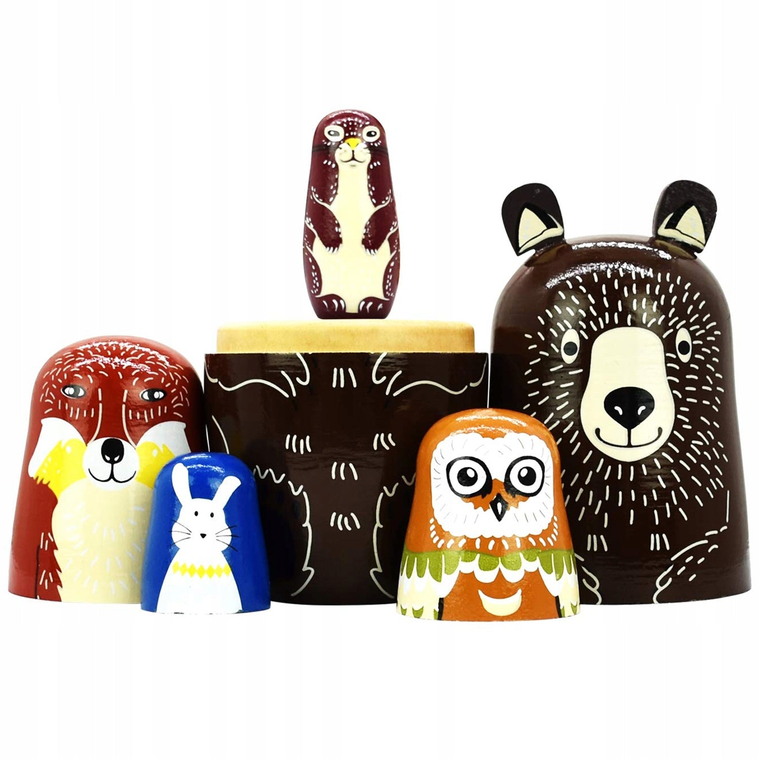 Wooden Matryoshka Brown Bear Matryoshka animal figure 5in1 EAN (GTIN) 0737041403216