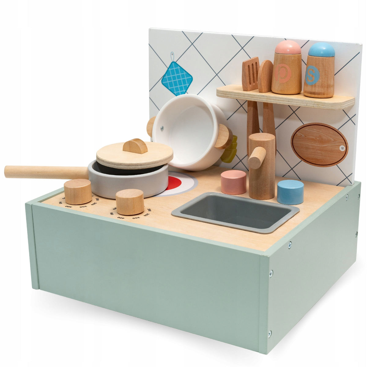 Wooden Mini Kitchen with Accessories for Kids Folding Motor Development EAN (GTIN) 5900168938229