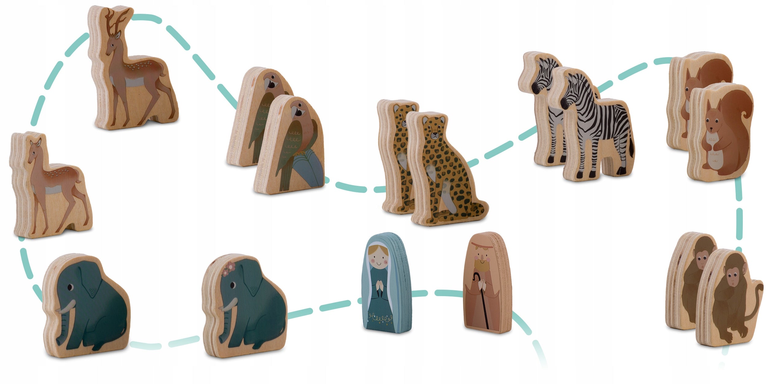 Wooden Montessori Educational Toy Noah's Ark Animal Nukido Packaging status original