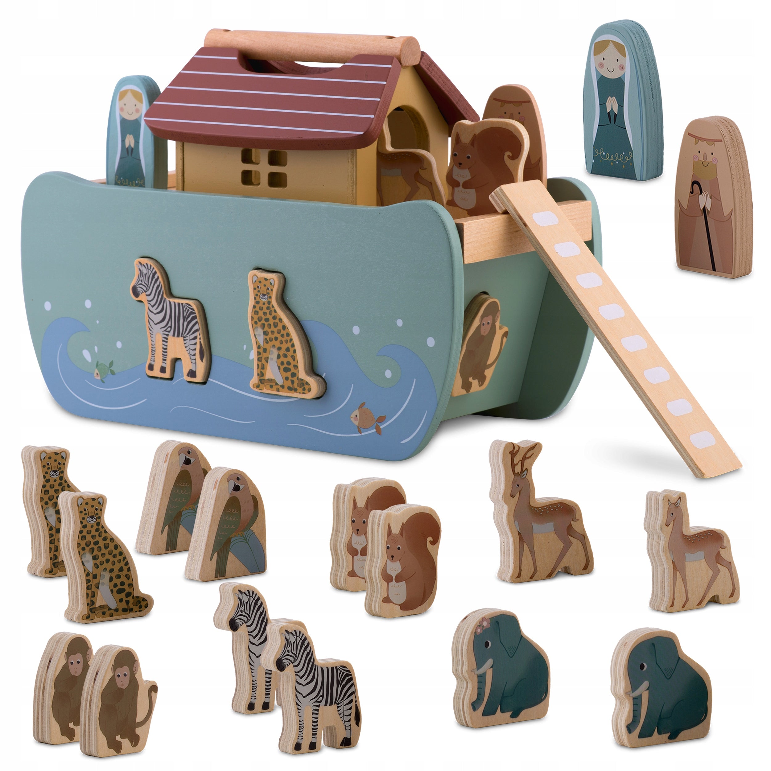 Wooden Montessori Educational Toy Noah's Ark Animal Nukido