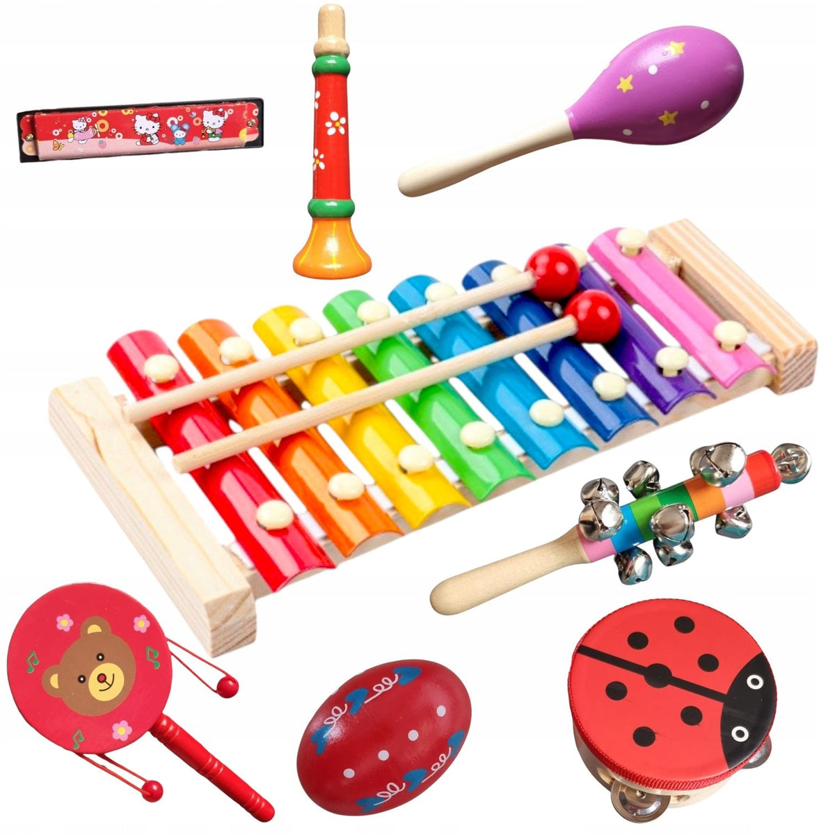 Wooden Musical Instruments for Kids 8in1 Cymbal Educational Set