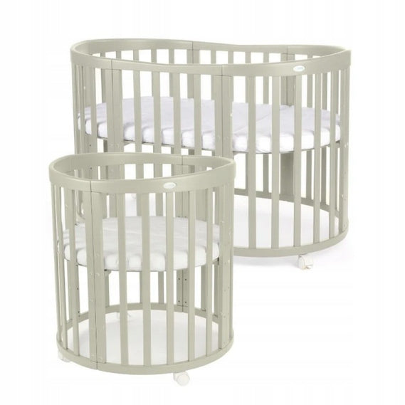 Wooden Oval Crib with CRADLE 7in1 with Mattress - Olive Packaging status original