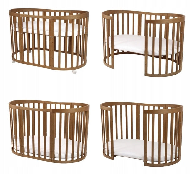 Wooden Oval Crib with CRADLE 7in1 with Mattress - Vintage Manufacturer code 1
