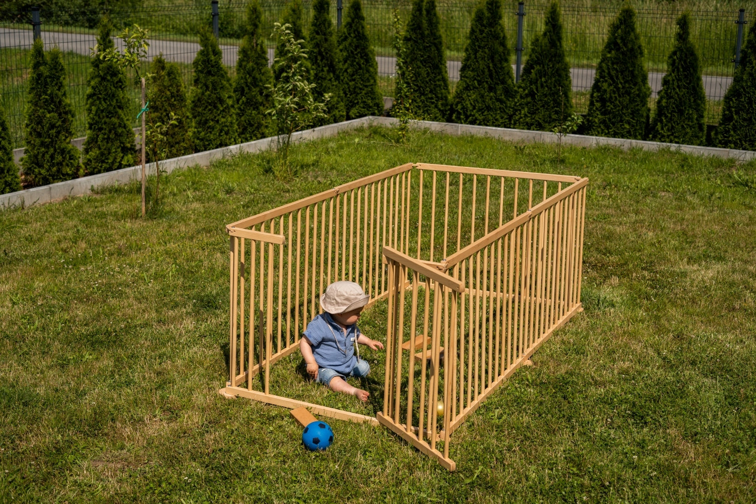 Wooden Playpen Folding Modular Barrier Brand Dendro