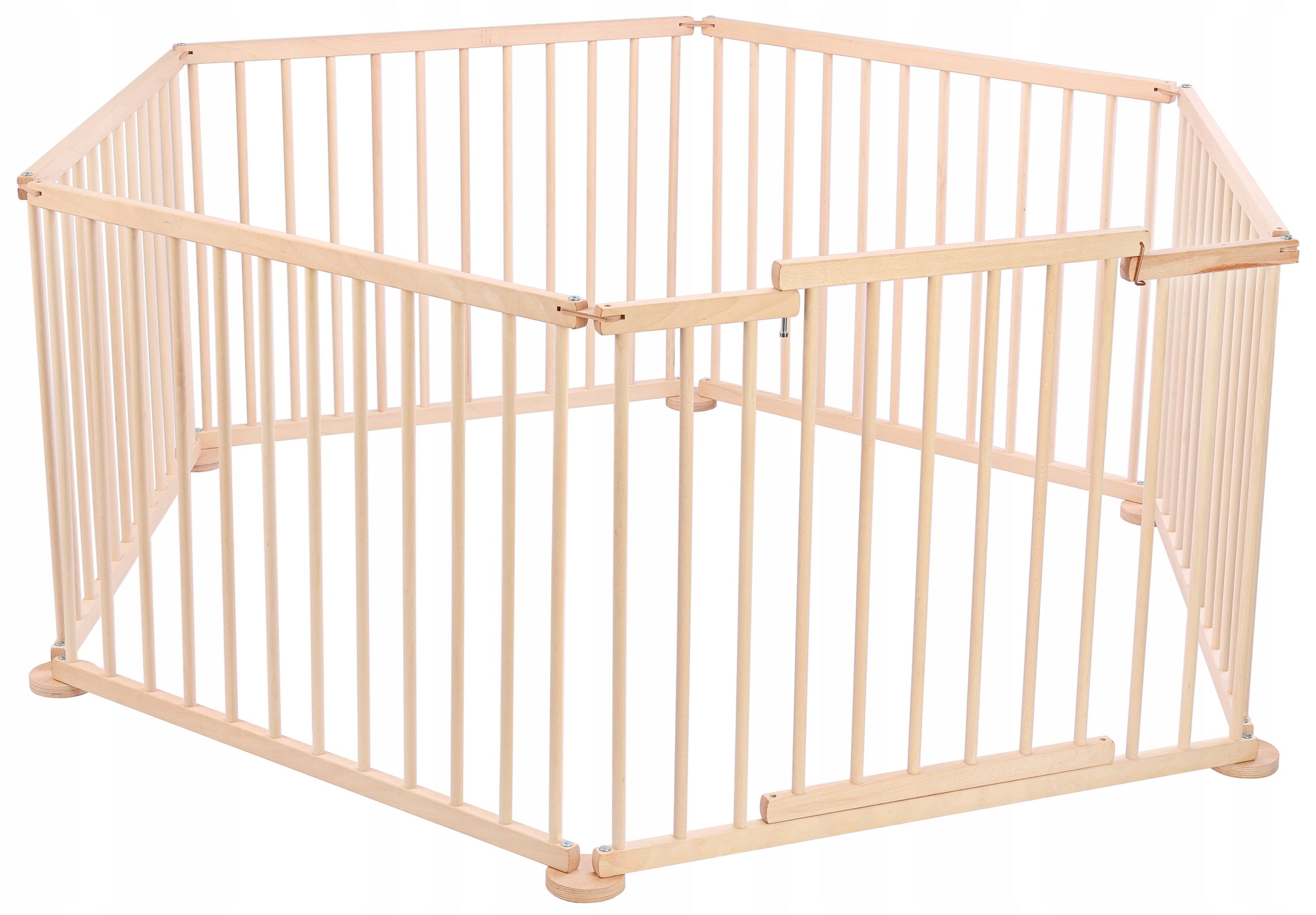 Wooden Playpen Folding Modular Barrier Color beige