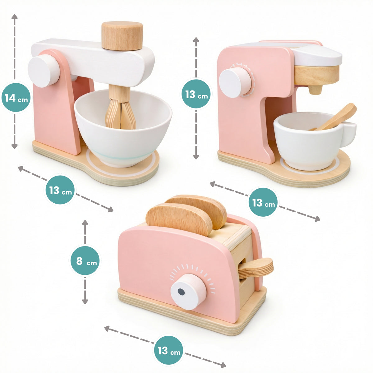 Wooden Playset Toaster Maker Mixer + Accessories Small Household Appliances Packaging status original