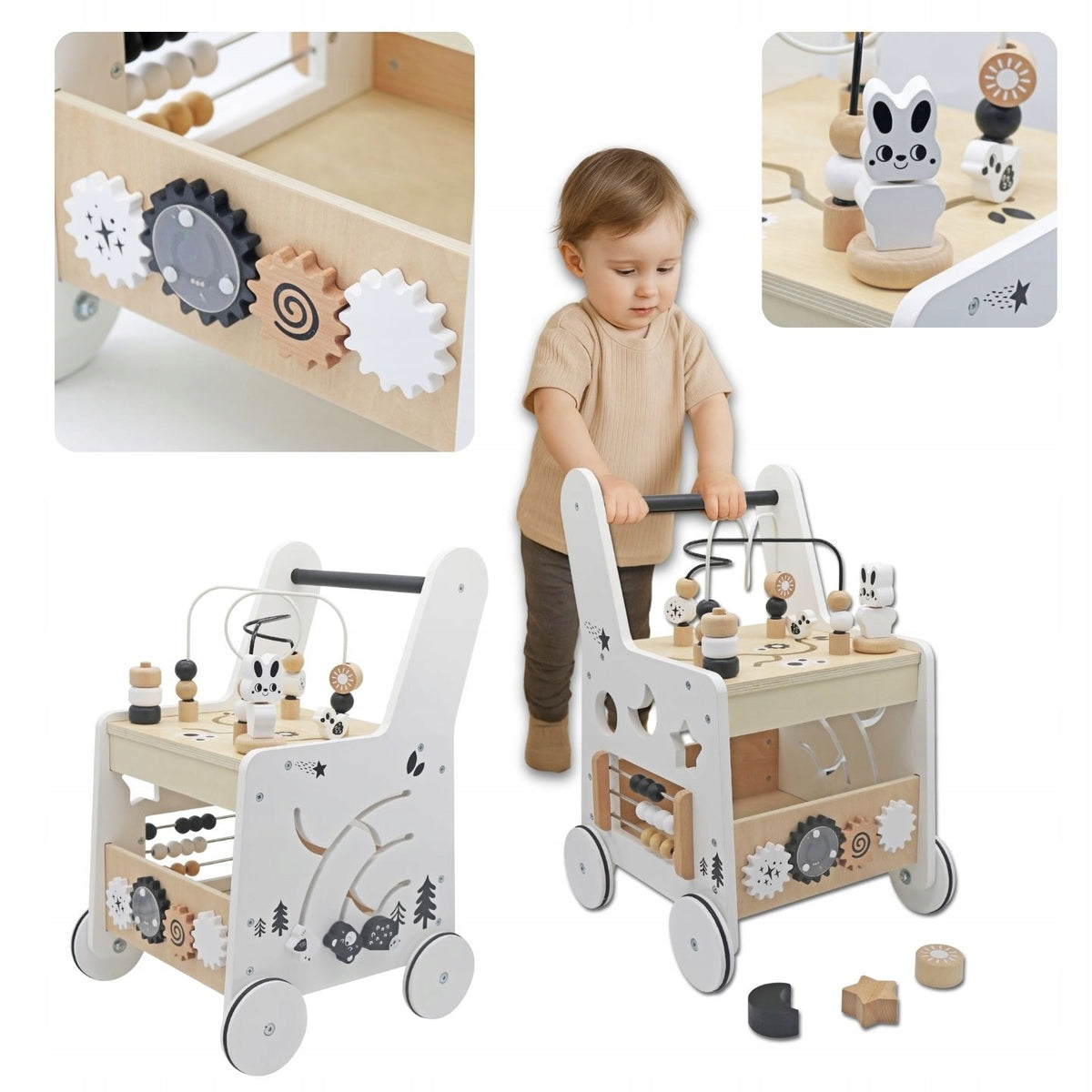 Wooden Pusher 6in1 Baby Walker with Educational Table Function