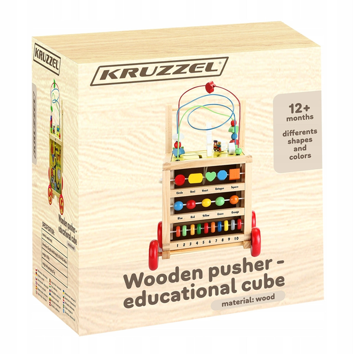 Wooden Pusher Educational Walker for Kids Interactive Ride-On Cube Brand Kruzzel