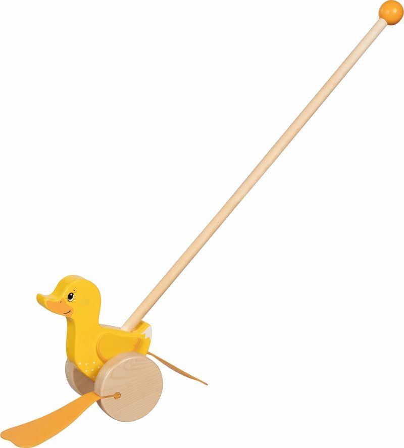 Wooden Pusher on Stick Duck Ellie Toy for the youngest Goki Brand Goki