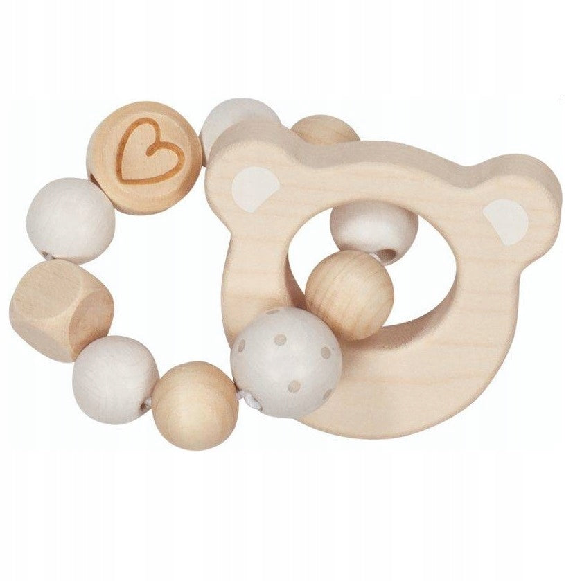 Wooden Rattle Elastic Bear Goki Baby 0+ Color multicolor