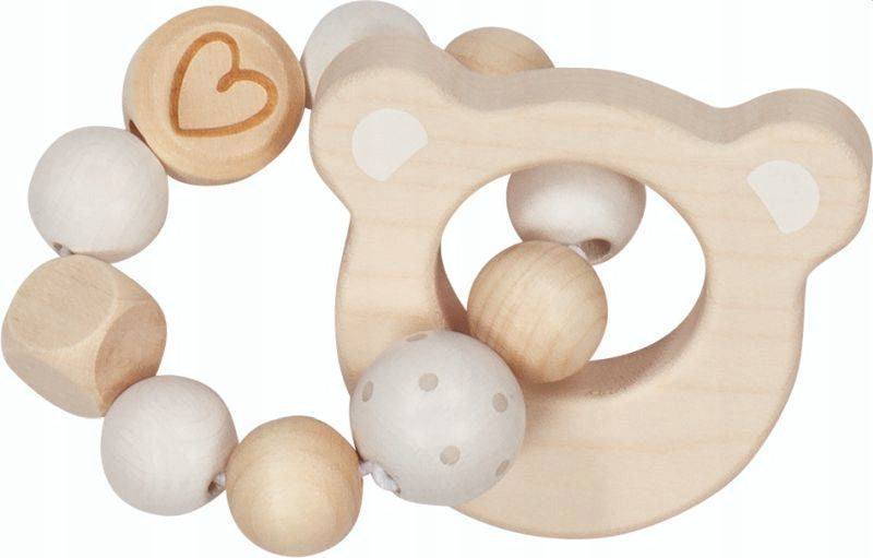 Wooden Rattle Elastic Bear Goki Baby 0+