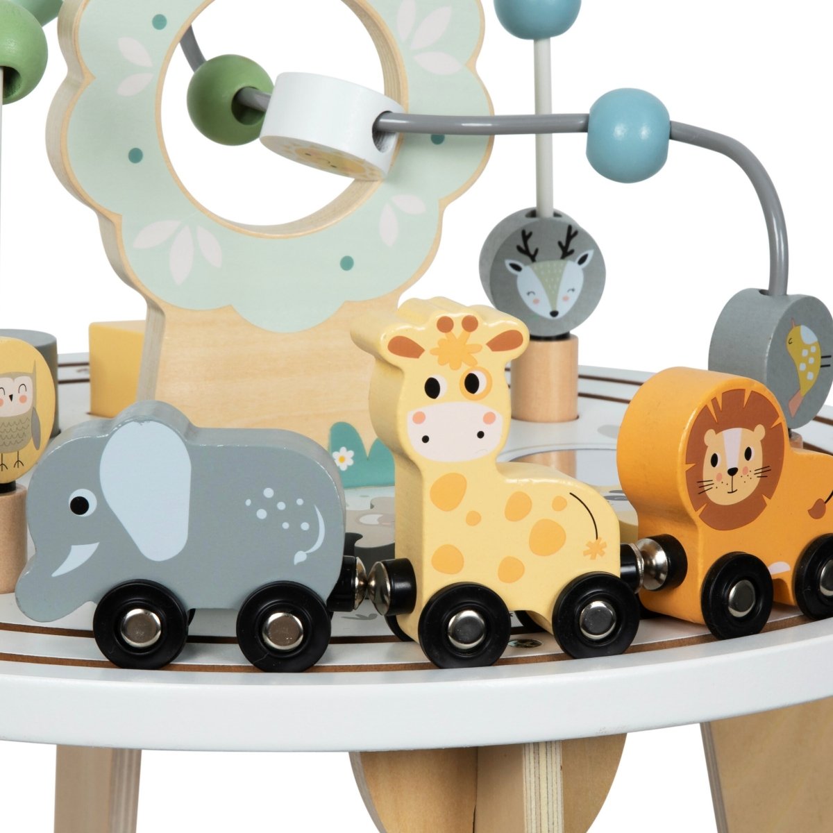 Wooden Round Educational Table with Magnetic Queue and Launcher Packaging status original