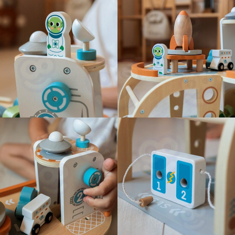 Wooden Space Parking Space Station Tooky Toy Brand Tooky Toy