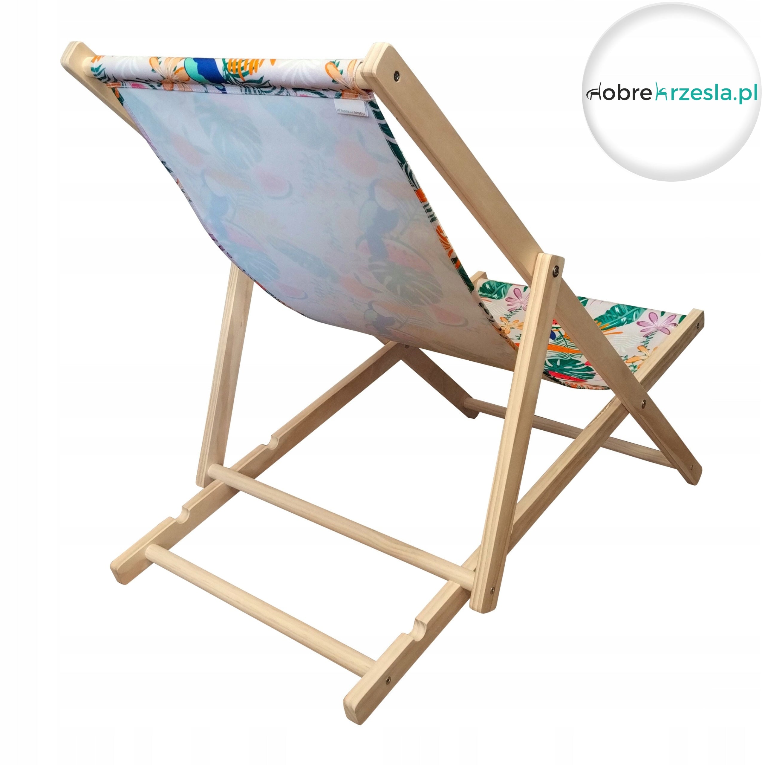 Wooden Sun Lounger Folding Colorful Boho Adjustable in 3 Positions max.120 kg Color multicolor