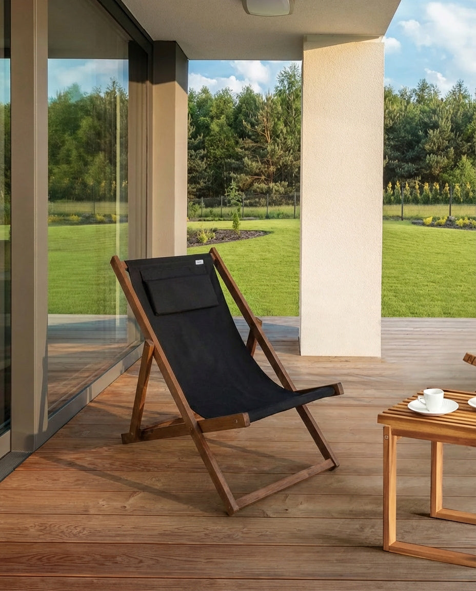 Wooden Sun Lounger with Cushion Impregnated Garden From the Manufacturer Kind sunbed
