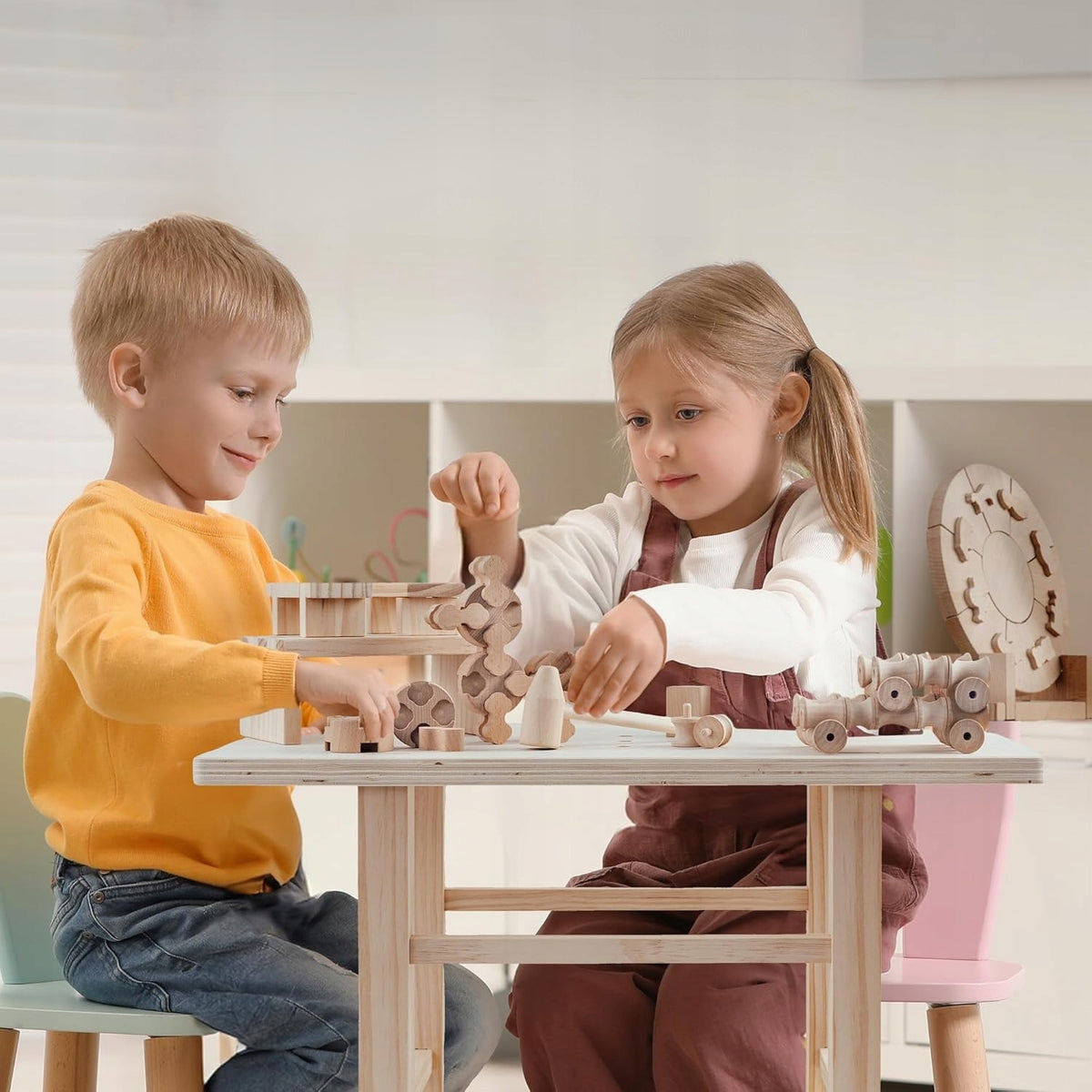 Wooden Table with Blocks Montessori DIY Kit Manufacturer code TGZ101