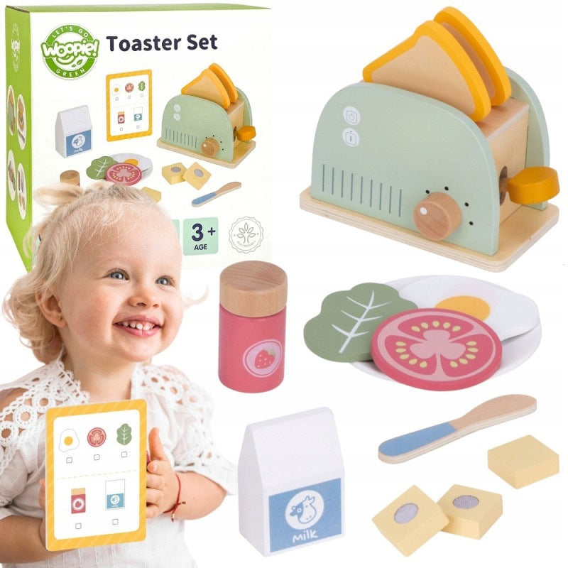 Wooden Toaster Breakfast Set with Accessories 14el FSC WOOPIE
