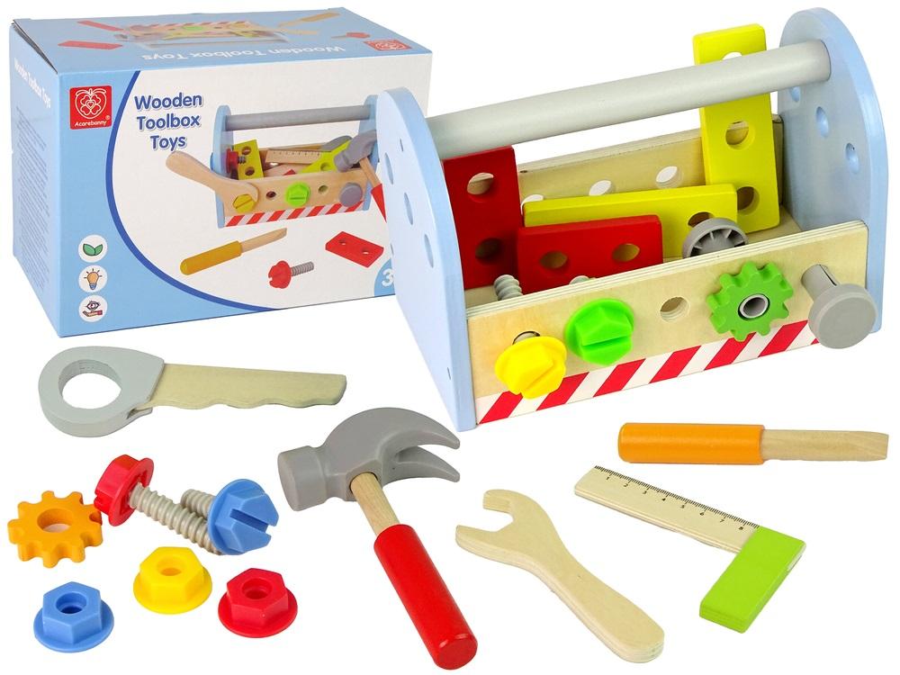 Wooden Tool Box For Kids Screwing Hammer Screws