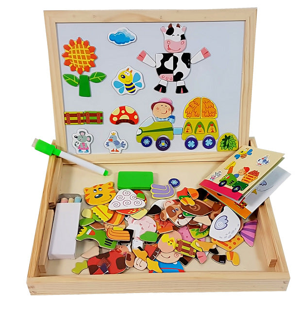 Wooden Toy With Magnetic Board With Animal Shaped Magnets