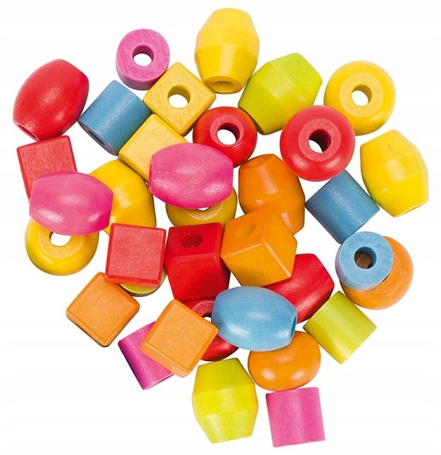 Wooden Toys for Kids Threading Beads Set 45el Bracelets Color multicolor