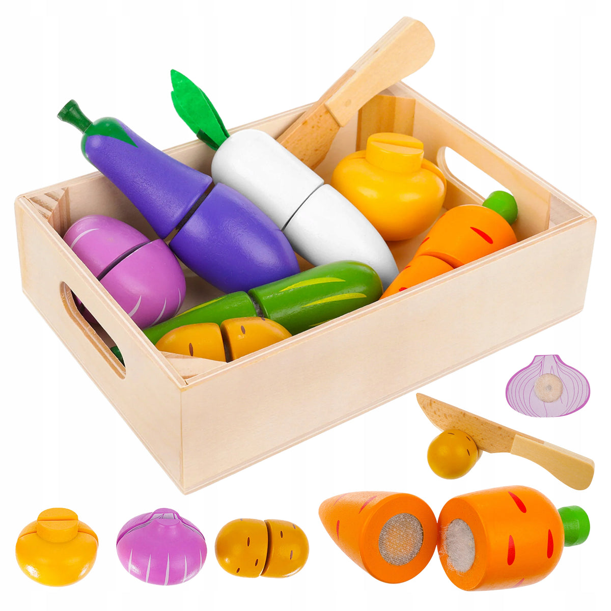 Wooden Vegetables Slicing in Velcro Box with Scissor Set