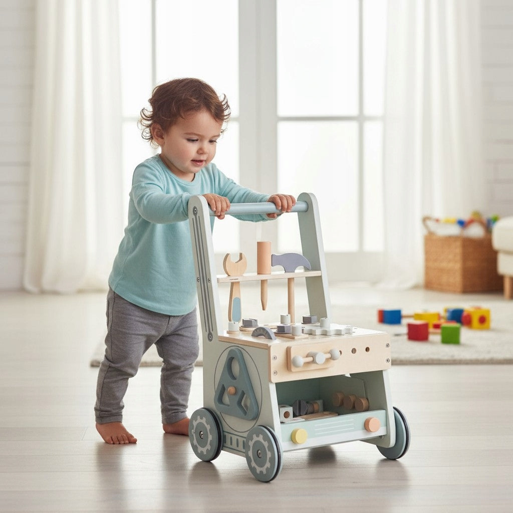 Wooden Workshop For Children 5in1 Walker Pusher Walker 41 Elements Solid Manufacturer code Drewniany Warsztat Dla Dzieci 5w1