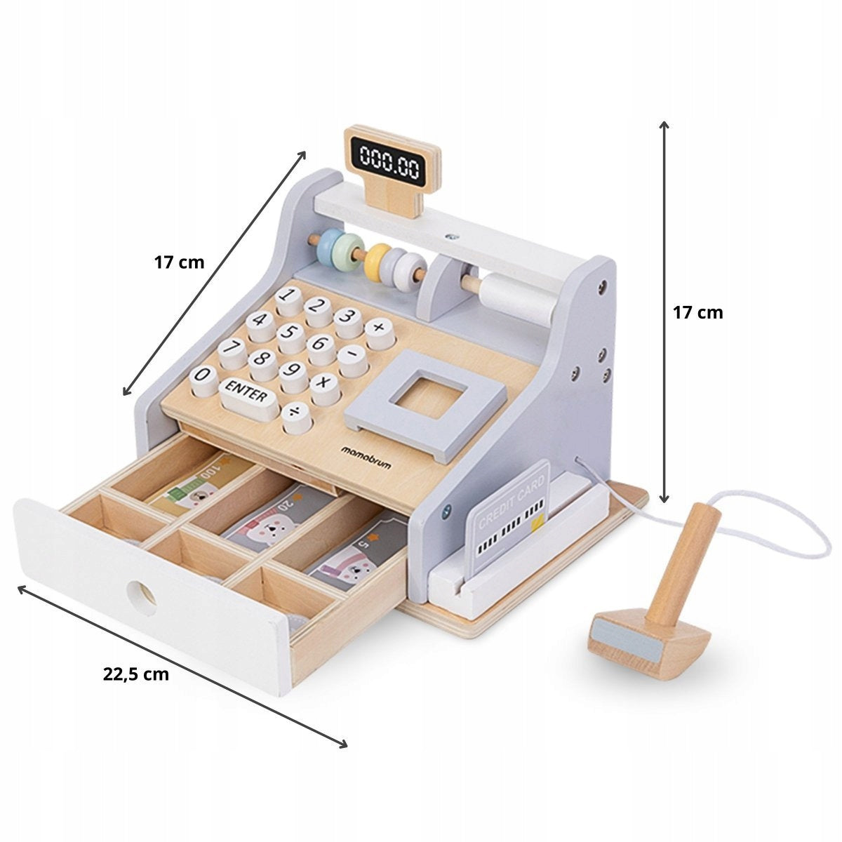 Wooden cash register Mamabrum with accessories for children 3+ Manufacturer code MAM91 CASHIER DESK