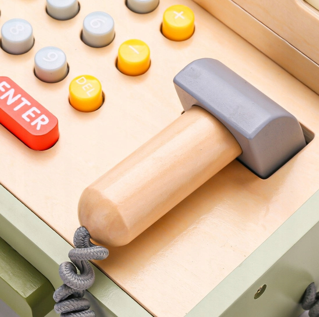Wooden cash register with accessories fun shop 35 pieces Brand UMU