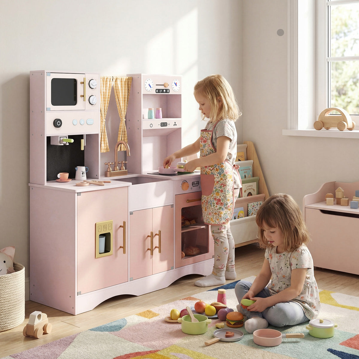 Wooden children's kitchen with accessories Fun at home Kid's age 3+ years