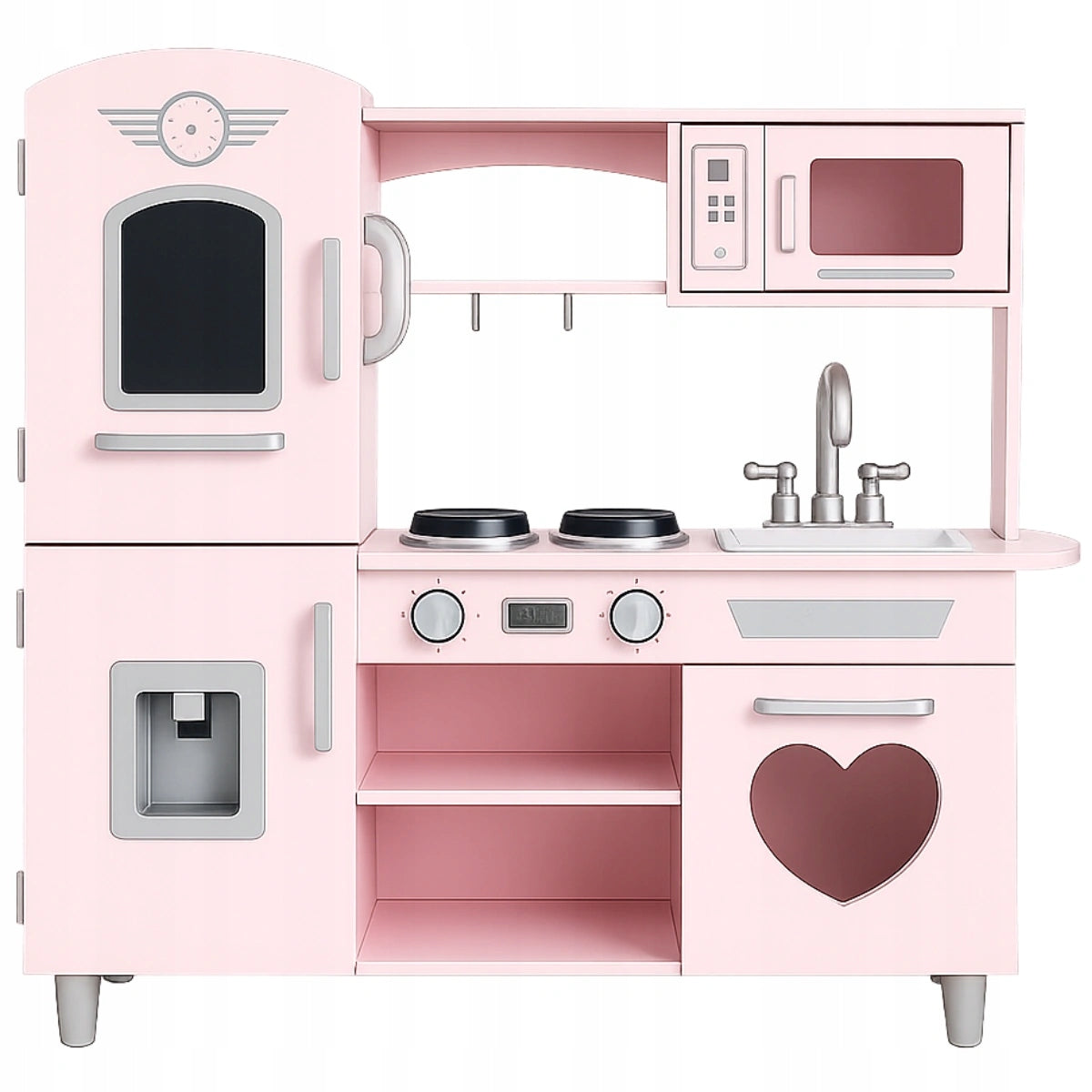 Wooden children's kitchen with electric water dispenser, pink SUGAR