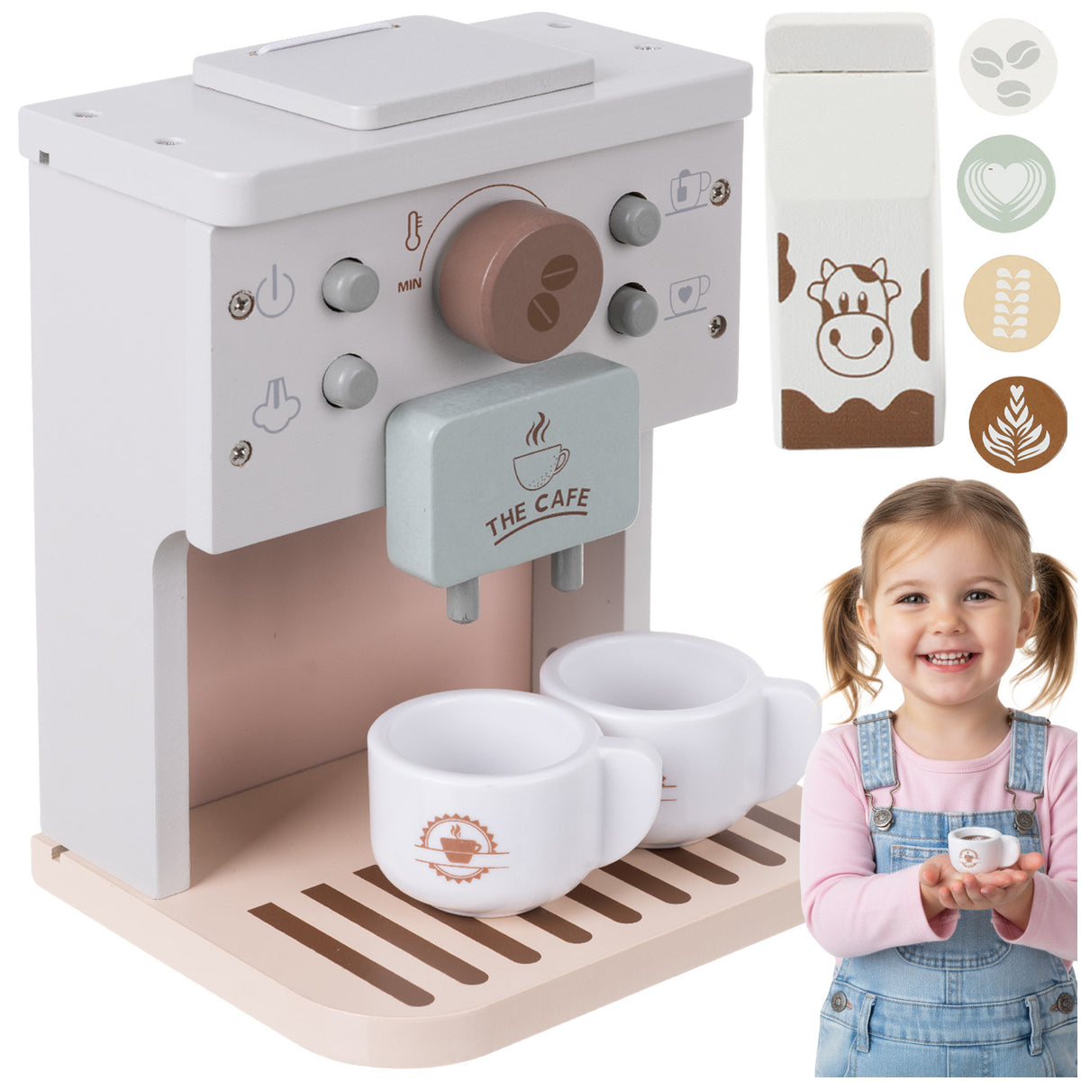 Wooden coffee maker KRUZZEL set with accessories for children to play with Brand Kruzzel