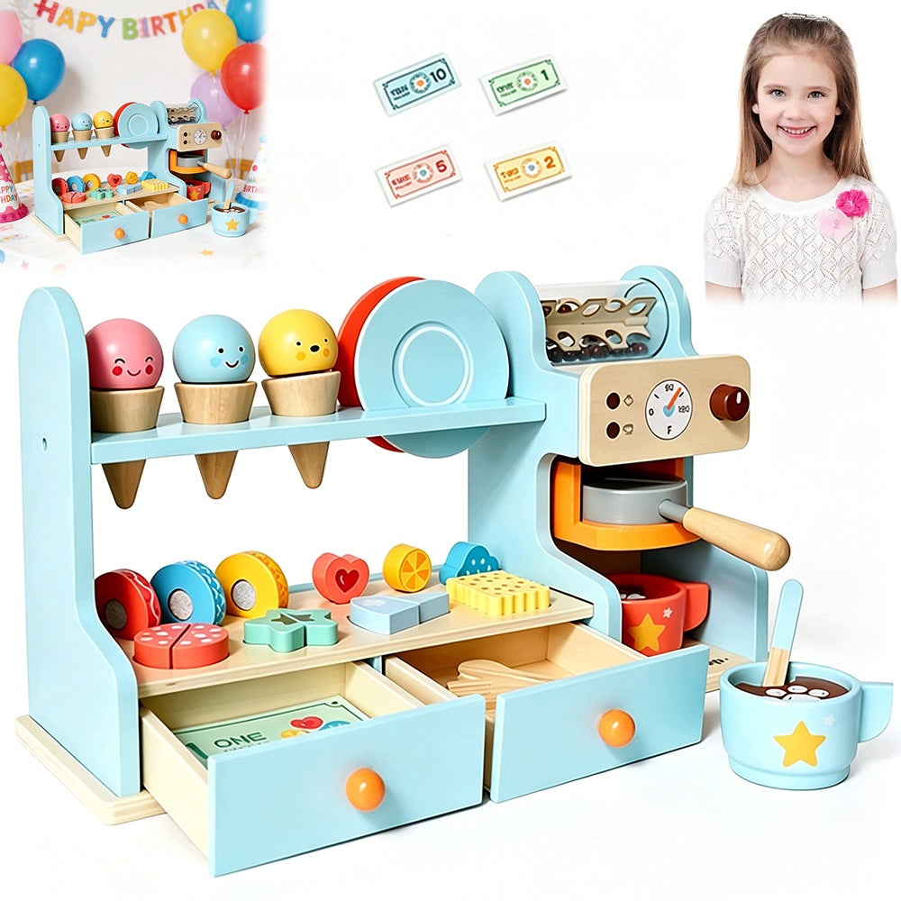 Wooden coffee maker cafe CONFECTIONERY ice cream shop set