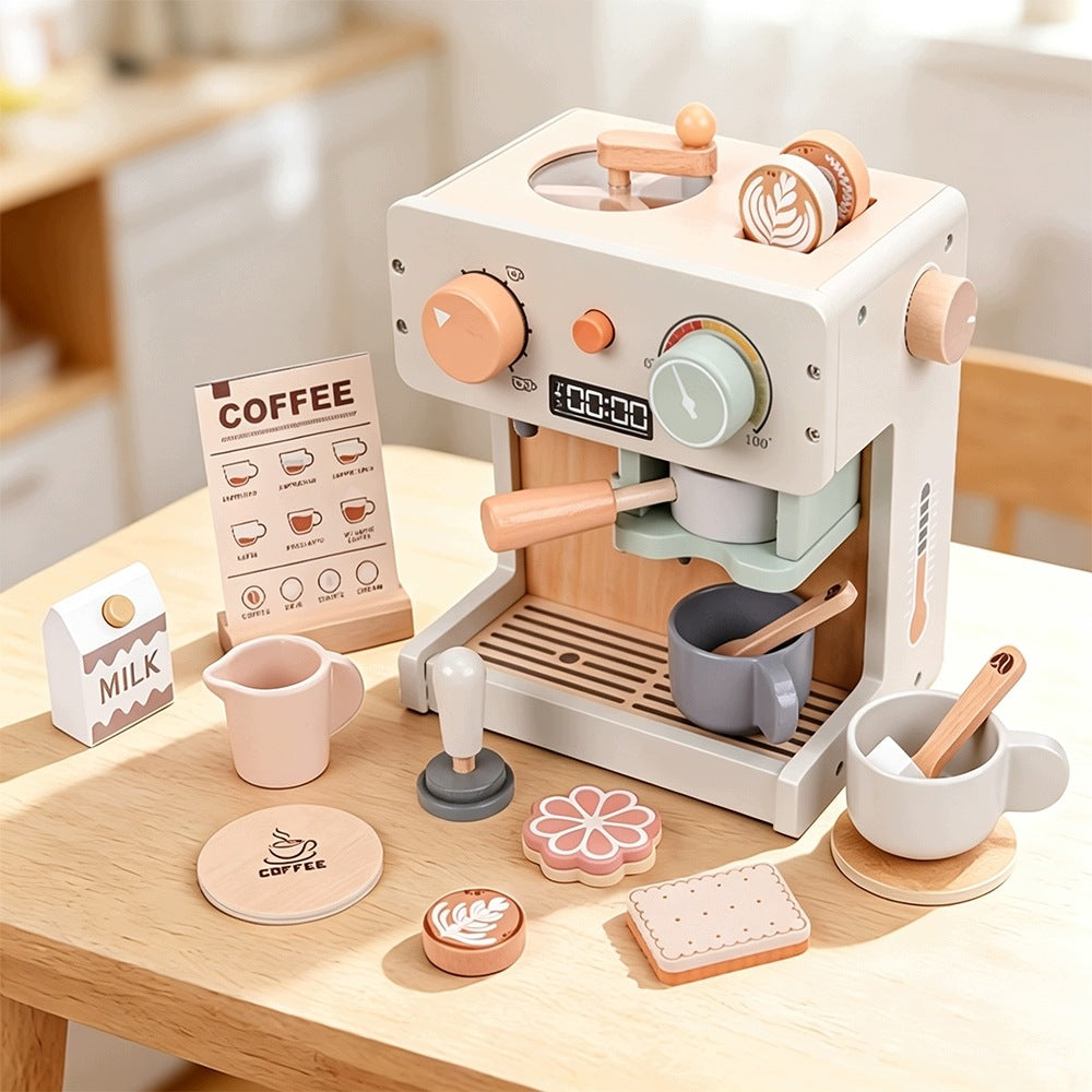 Wooden coffee maker, educational toy, 3+, pastel Brand Bedee