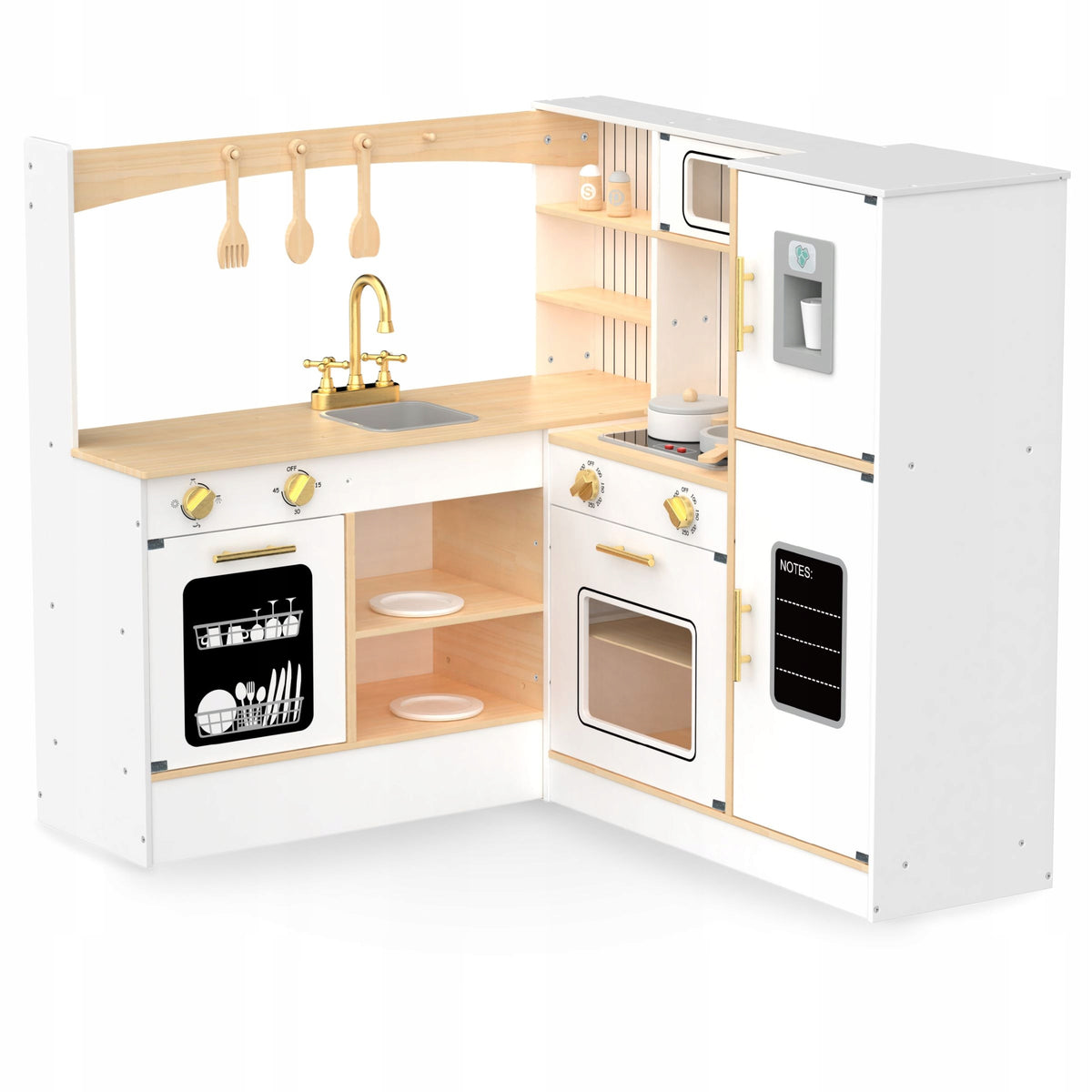 Wooden corner kitchen XXXL white with fridge, oven and accessories Manufacturer code MAM241 KITCHEN